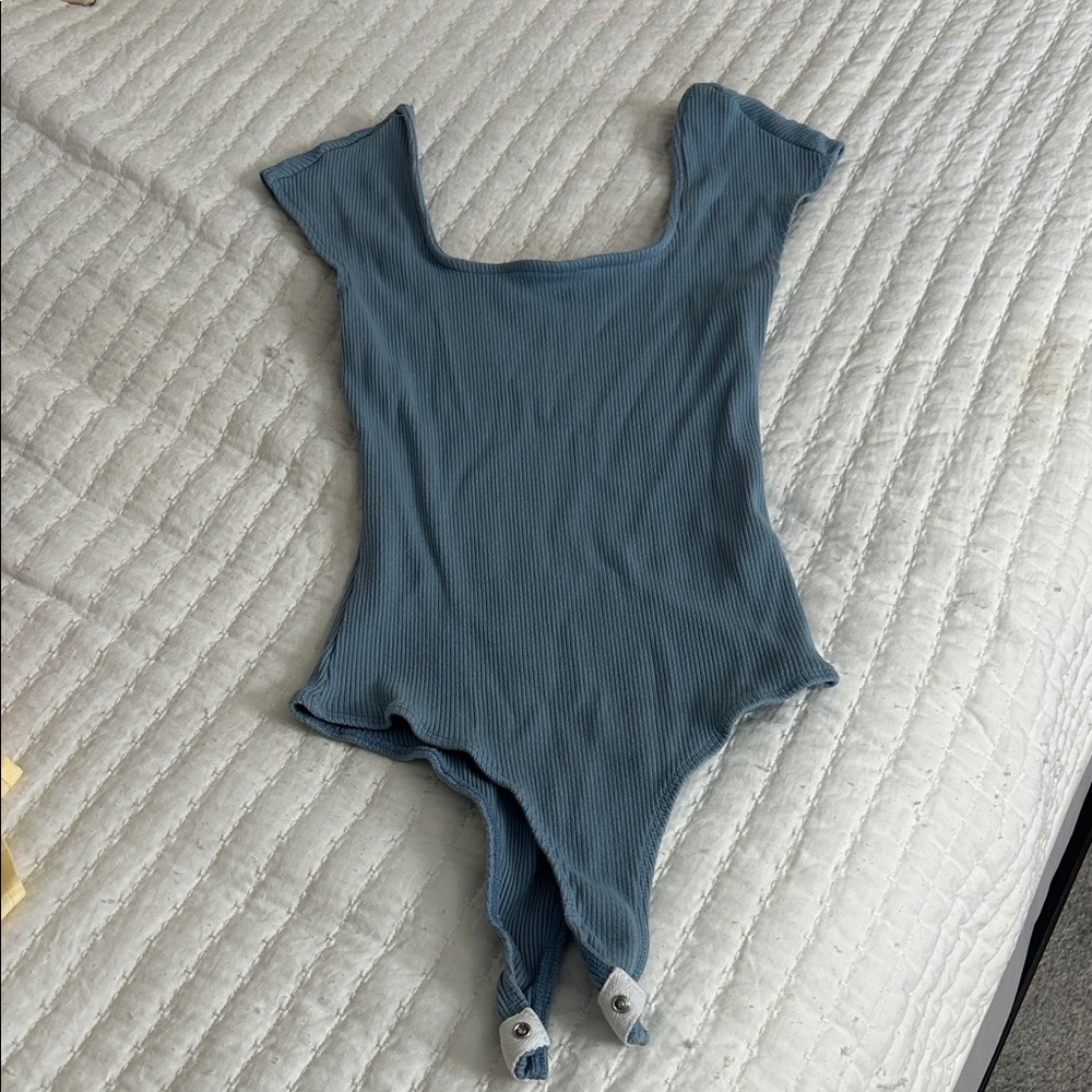 Altar'd State Blue Ribbed Bodysuit